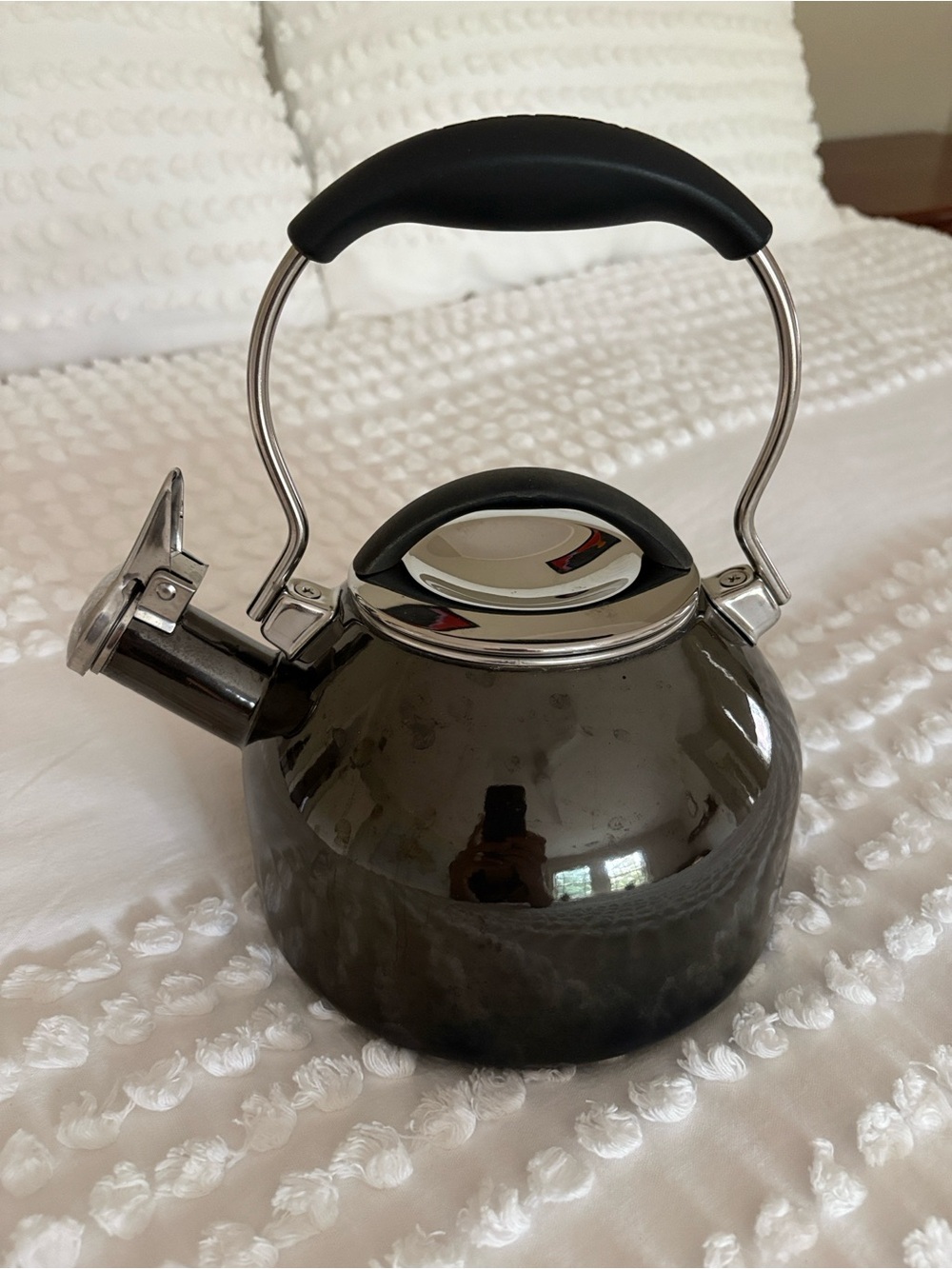 Chantal Stainless Steel Black Whistling Tea Kettle with Soft-Grip Handle